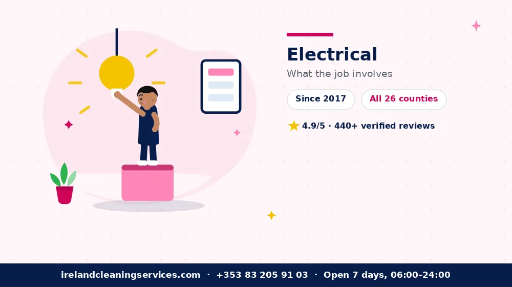 Electrician in Dublin — detailed view of the work Ireland Cleaning Services carries out